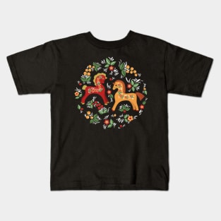 Folk horses pattern Kids T-Shirt